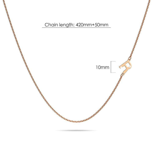 Bold Alphabet Letter Initial Charm Necklace in Rose Gold Tone